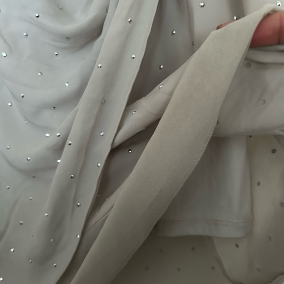 Express Chiffon One Shoulder Sleeveless Rhinestone Mini Dress - Picture 4 of 5